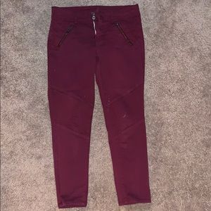 Maroon Jeans with Zipper pockets